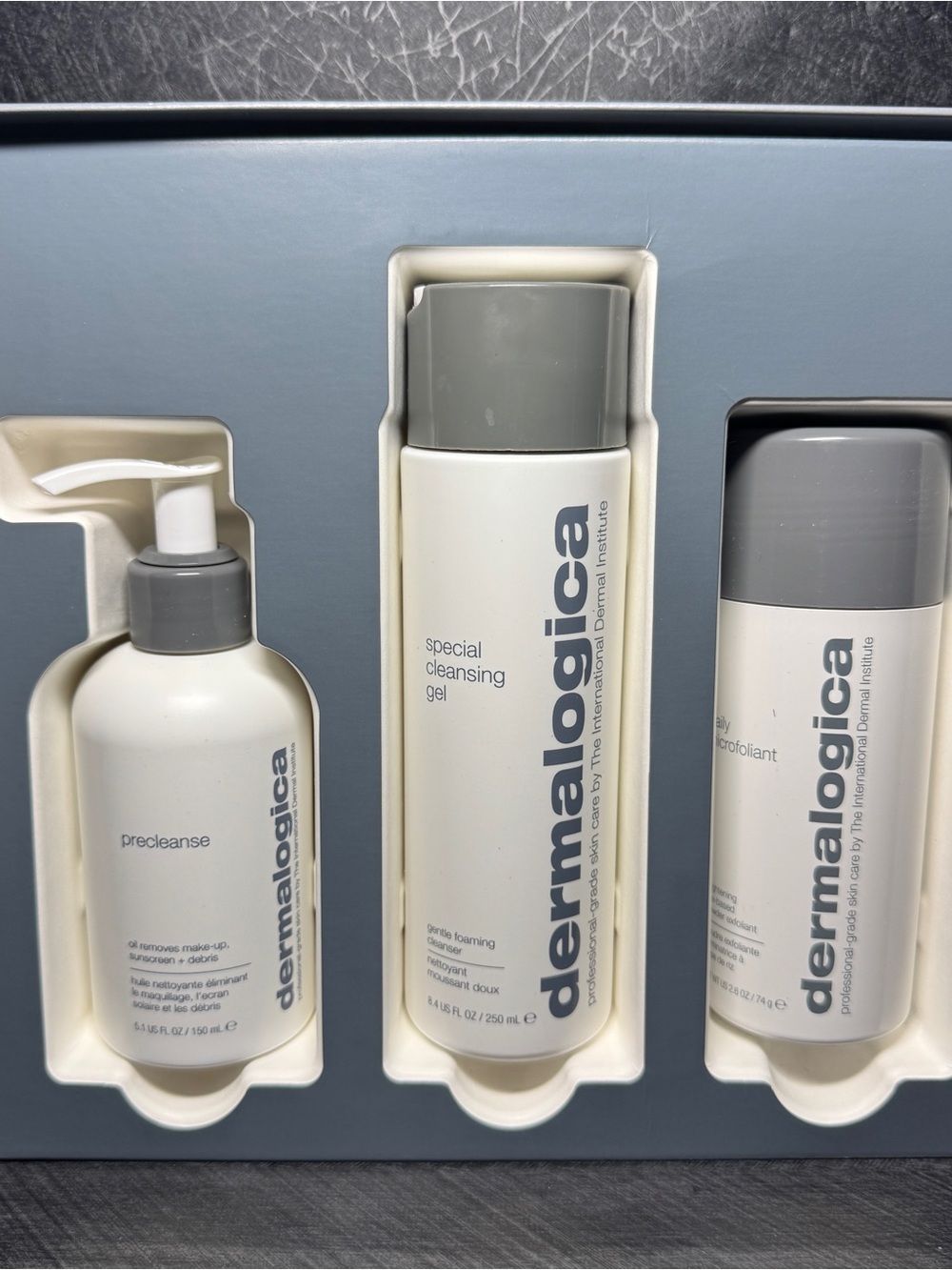 Dermalogica Let it Glow Trio Precleanse 150ml Cleanser 250ml Exfoliant 74g NIB